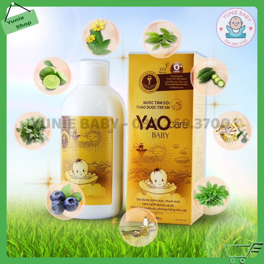 [𝑵𝑨𝑻𝑼𝑹𝑨𝑳] Nước tắm gội thảo dược trẻ em Yaocare baby - Tắm bé thảo mộc