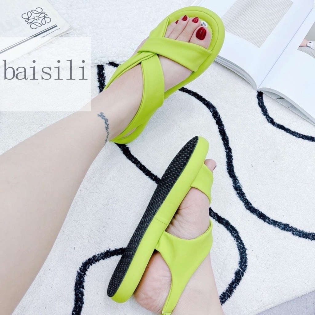 SANDAL ĐẾ BẰNG BAISILI - GIÀY NỮ QUAI NGANG XOẮN CAO CẤP - GIÀY ĐẾ BÁNH MÌ QUẮN BÊN BS220838