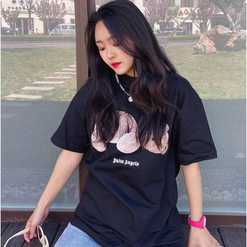 Áo phông palm angels form rộng tay lỡ đẹp, áo thun palm angels form rộng tay lỡ unisex cotton AT106 Miucho in logo