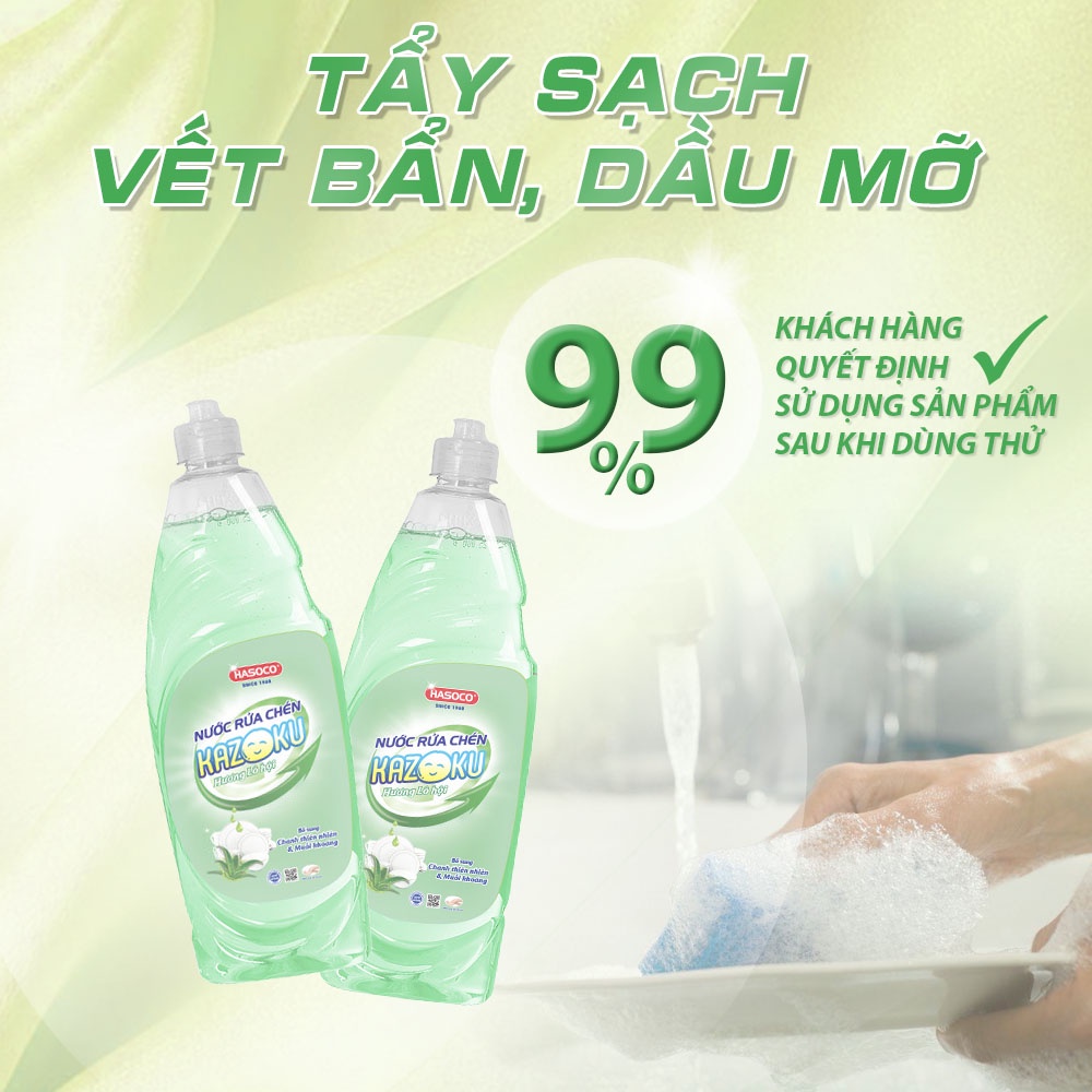 Nước Rửa Chén Bát Kazoku Hương Lô Hội Chai 750g