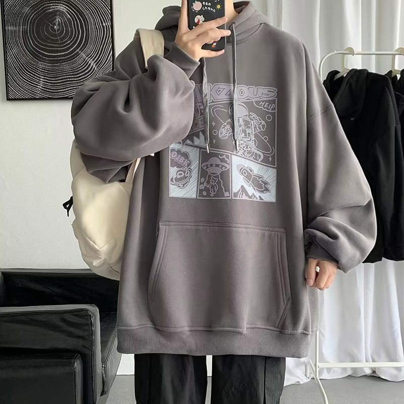 Unisex Pattern áo hoodie mũ bigsize áo hoodie form rộng thời trang hàn quốc áo khoác hoodie nam