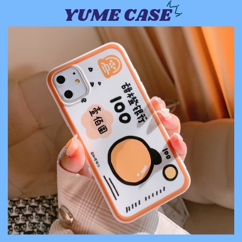 Ốp Lưng iPhone Viền Cam Màu Trắng Cạnh Vuông 7/7plus/8/8plus/x/xr/xs/11/pro/max/plus/pro