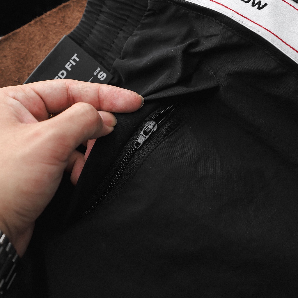 Quần Short Nam Running Black , Chất Vải Dù Thoải Mái , QD003218,SOMEHOW