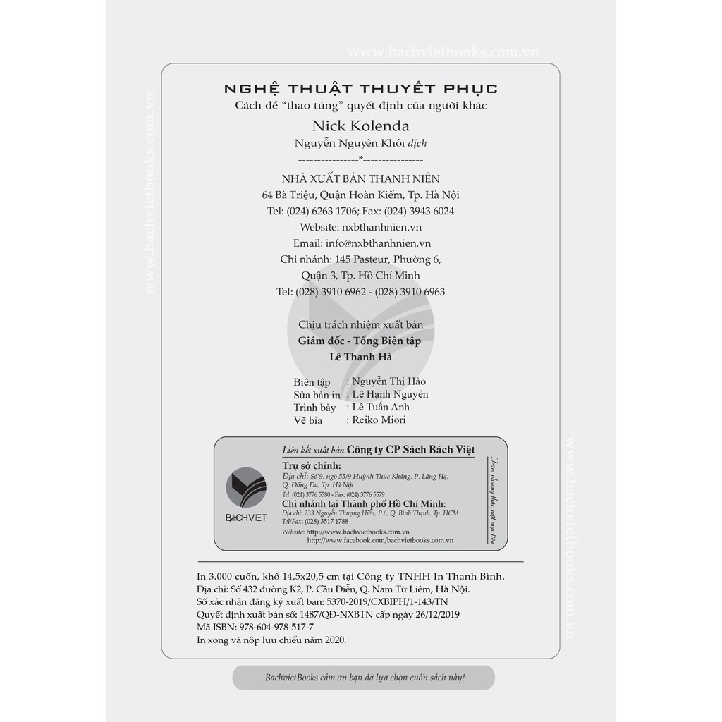 Sách Nghệ Thuật Thuyết Phục, Nick Kolenda, NXB Thanh Niên