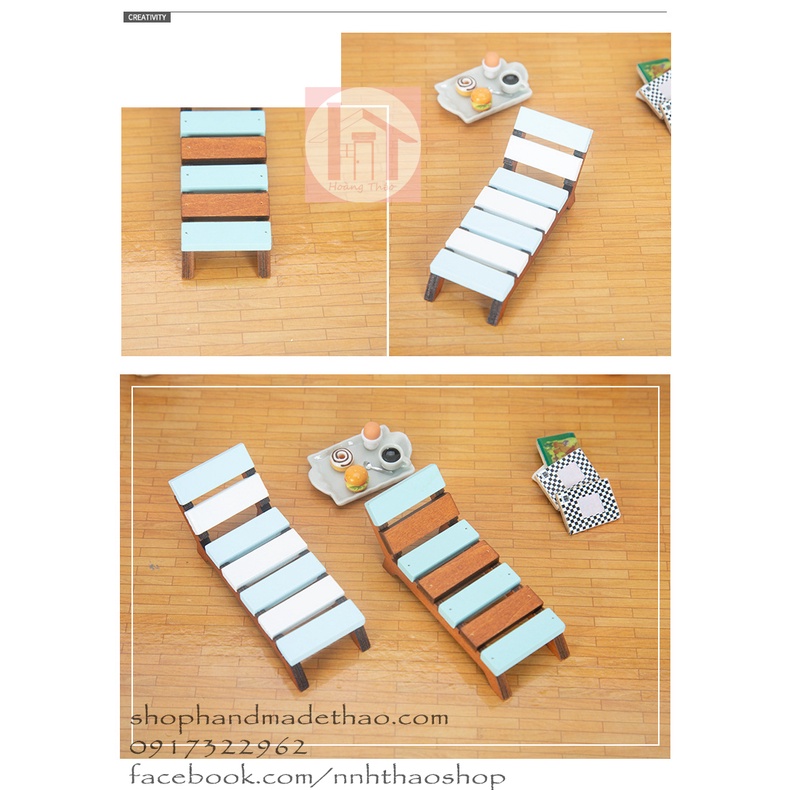 Miniature trang trí mô hình, dollhouse_Ghế dài (phù hợp mô hình tỷ lệ 1/12)