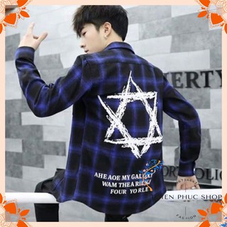 Áo khoác sơ mi carô nam nữ in  ⭐️⭐️