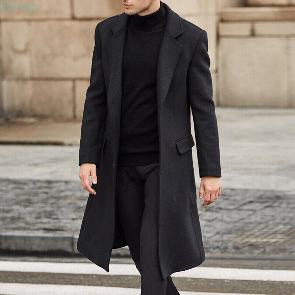 Coat Long Sleeve Men Blazer Winter Single-Breasted Lapel Business Trench Coat Outwear Casual Long Jacket Plus size