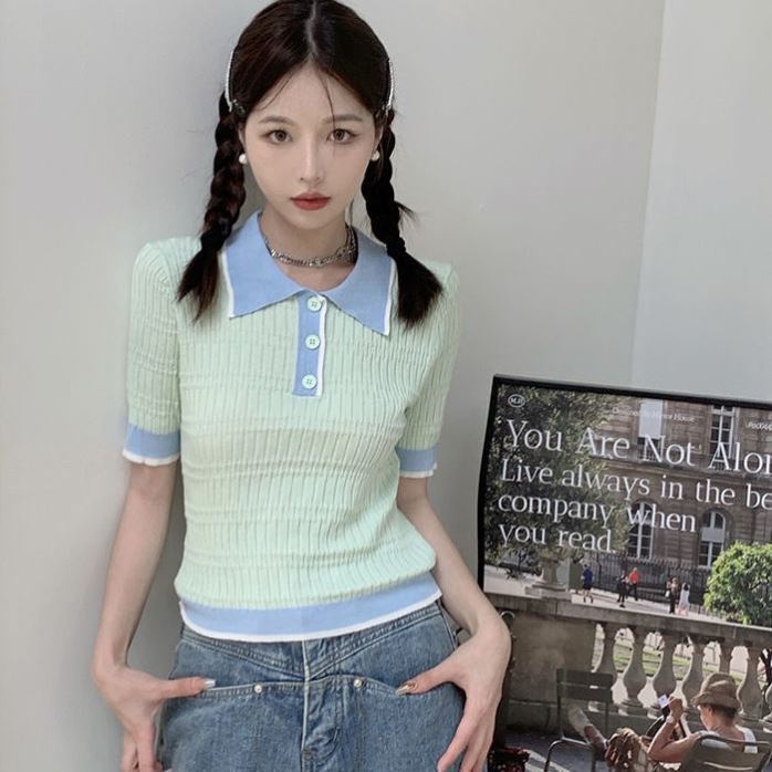 Áo thun ZHELIHANGFEI cổ polo tay ngắn dễ phối đồ thời trang dành cho nữ