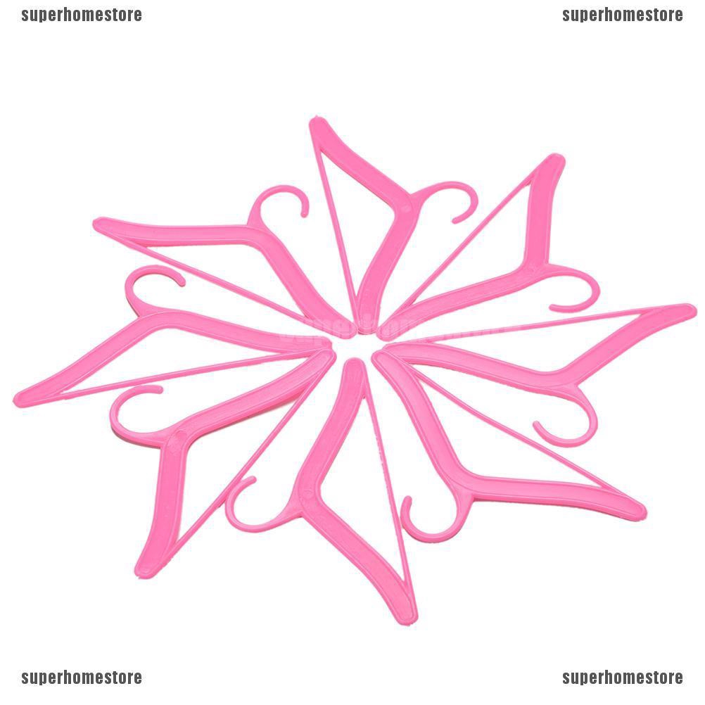 Set 20 móc treo quần áo bằng nhựa màu hồng dành cho búp bê barbies