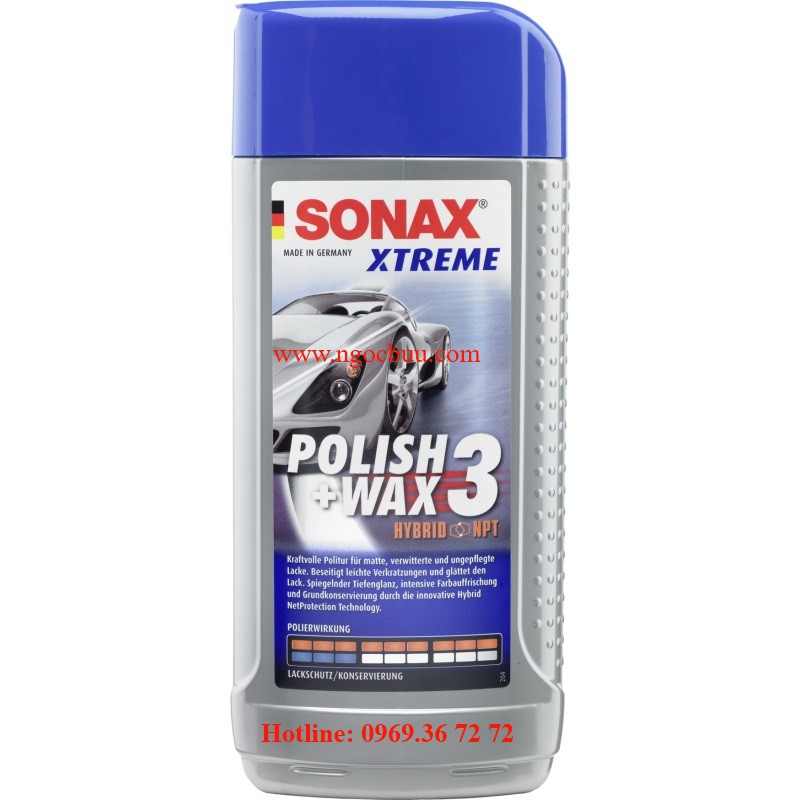 SG202100- Kem Sonax Wax 3 đánh bóng và xóa các vầng xước lông mèo, xước khăn nhẹ