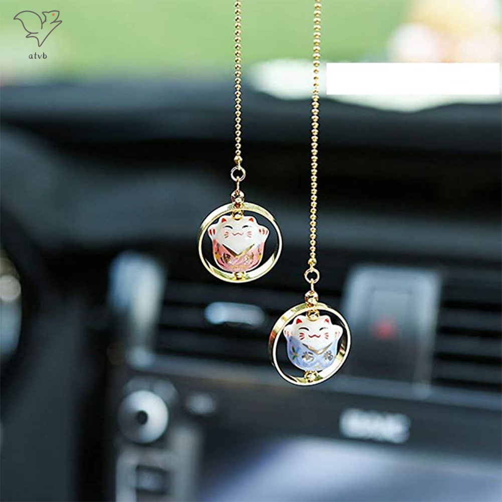 Phụ Kiện Treo Trang Trí Xe Hơi Hình Mèo May Mắn Bằng Sứ Dễ Thương