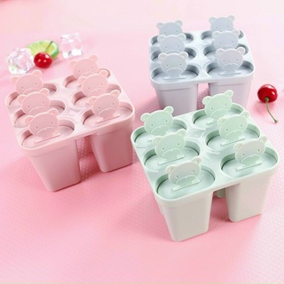 Khuôn Làm Kem Nhựa 6 Que Hình Gấu Cute Dễ Thương