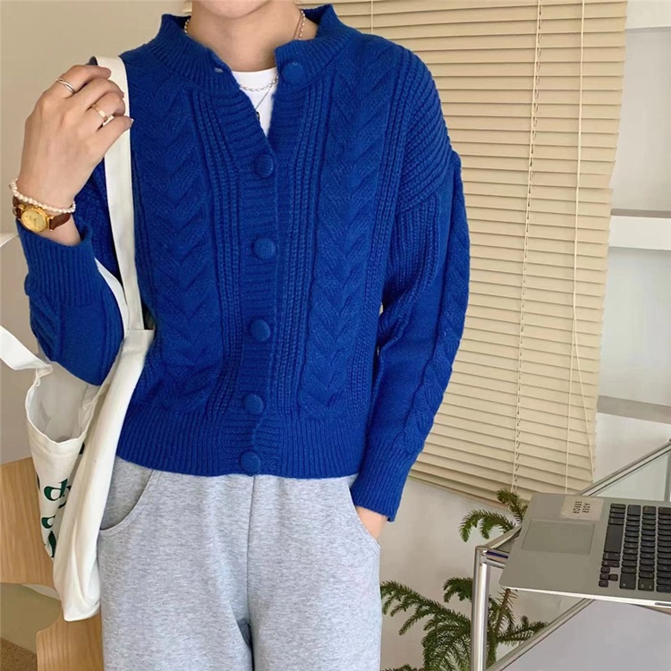 SUXI Áo Cardigan Dệt Kim Tay Dài Dáng Rộng Màu Sắc Thanh Lịch