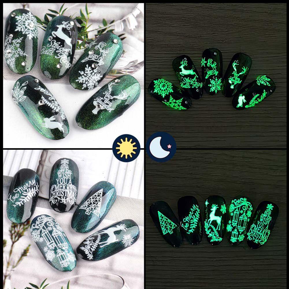 Bộ 9 Hình Dán Móng Tay Họa Tiết Giáng Sinh Thời Trang
