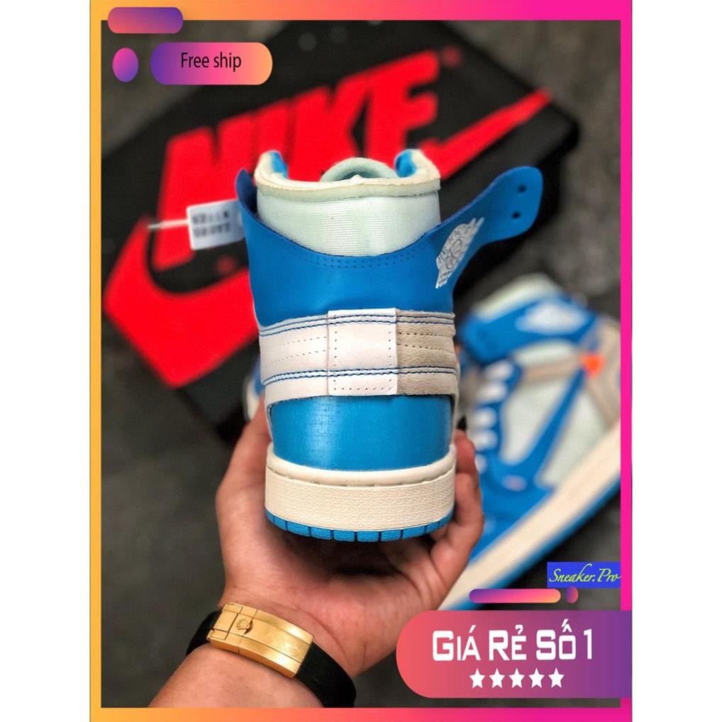 (FULL BOX + QUÀ TẶNG) Giày thể thao Air Jordan 1 Retro High Off-White University Blue cổ cao siêu đẹp cho nam và nữ