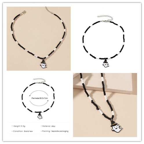 Vòng cổ Hạt Chuỗi Trắng Đen Phong Cách Bohemian Đơn Giản Cho Cặp Đôi