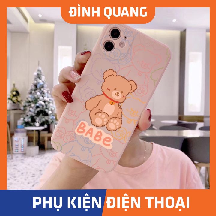 Ốp lưng iphone cạnh vuông BVC gấu bông 6plus/6splus/7/7plus/8/8plus/x/xr/xs/11/12/pro/max/plus/promax - ĐQ Store