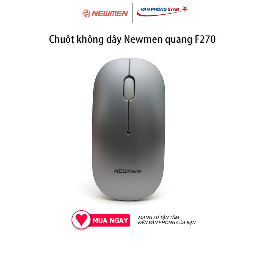 Chuột không dây Newmen quang F270, kết nối Chuẩn giao tiếp USB-Wireless, di chuyển được trên nhiều bề mặt, 1000CPI