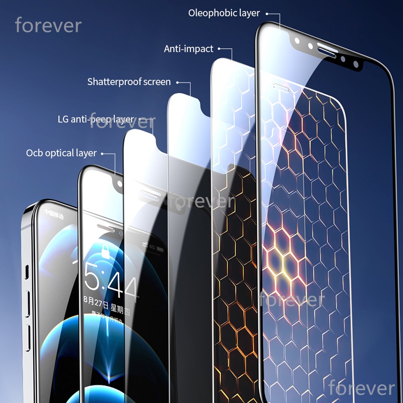 【4 Chiều 360° Kính Cường Lực Chống Nhìn Trộm Cho iPhone 11 12 13 Pro Max Mini X XR XS Max SE 2020 2022 6 6S 7 8Plus SE2 SE3