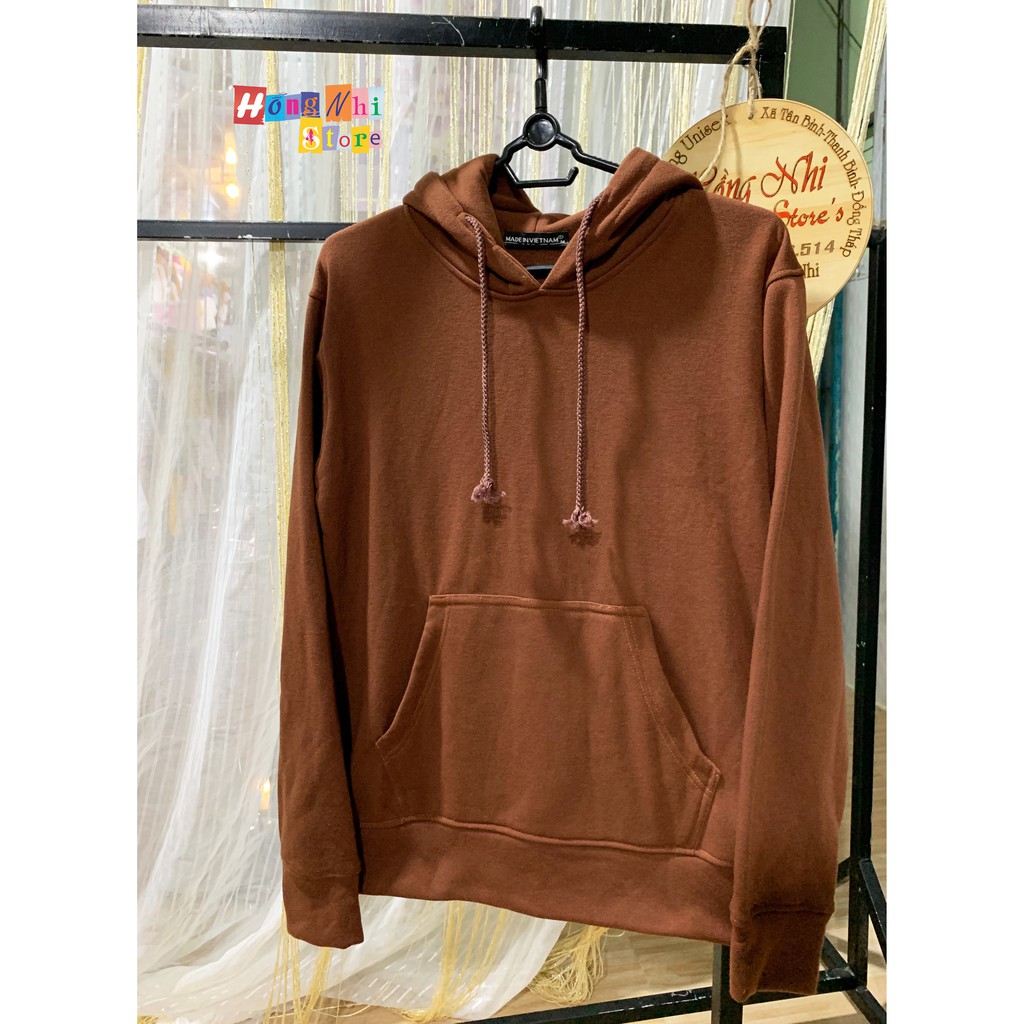 Áo Khoác Hoodie Trơn Ulzzang Unisex Màu Nâu Socola Chất Nỉ Bông Cao Cấp Dáng Rộng Nam Nữ - MM | BigBuy360 - bigbuy360.vn