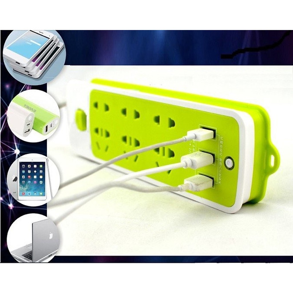 Ổ CẮM ĐIỆN 6 LỖ SẠC NHANH KÈM 3 LỖ SẠC USB THÁI LAN