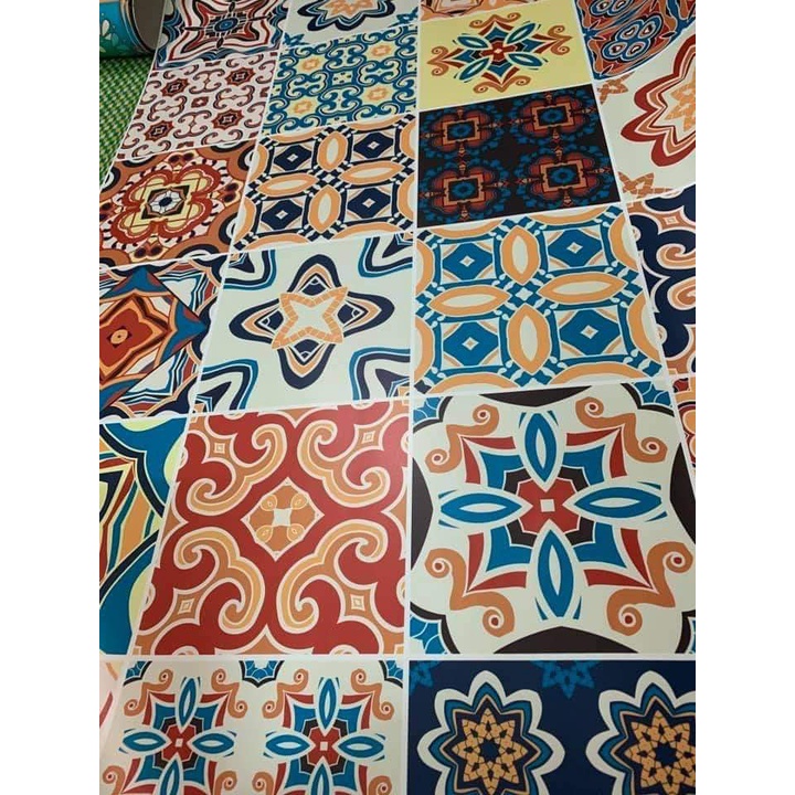Decal dán bếp Decan dán tường Decal chống nước dán kính, nhà tắm - Decal gạch bông loại 1