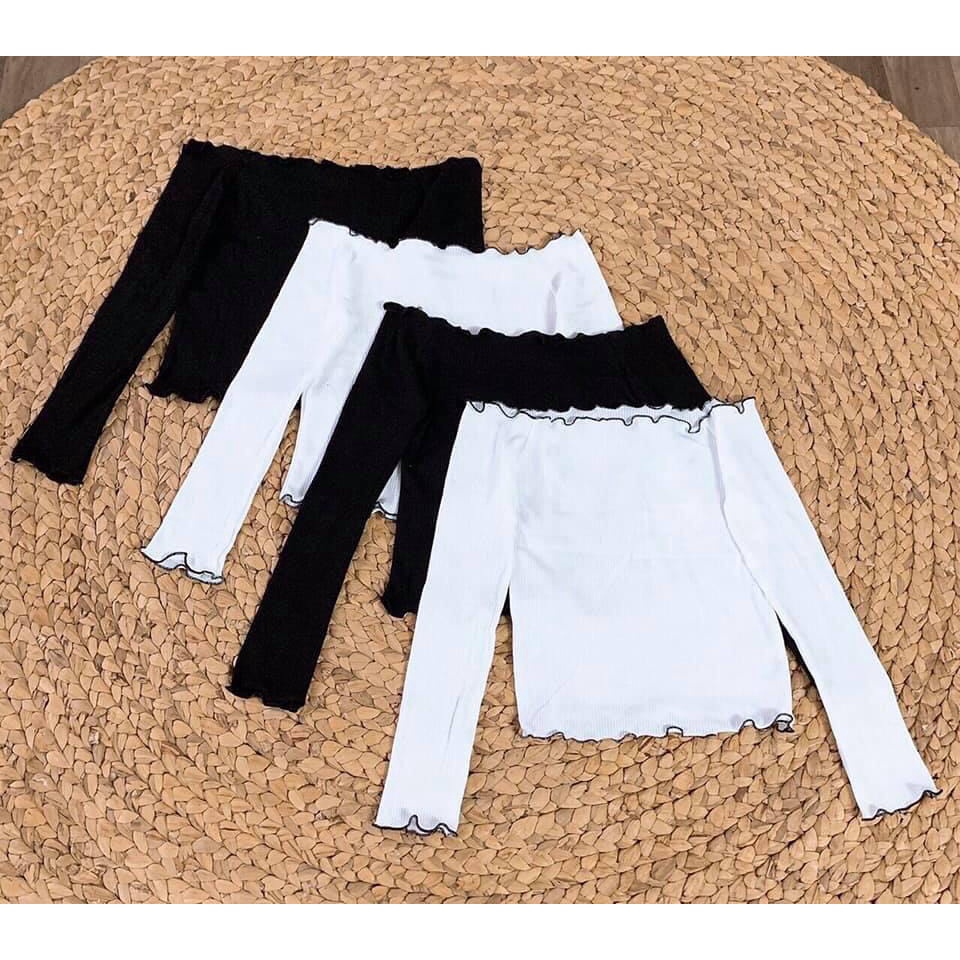 áo thun trễ vai tay dài thời trang hàn quốc