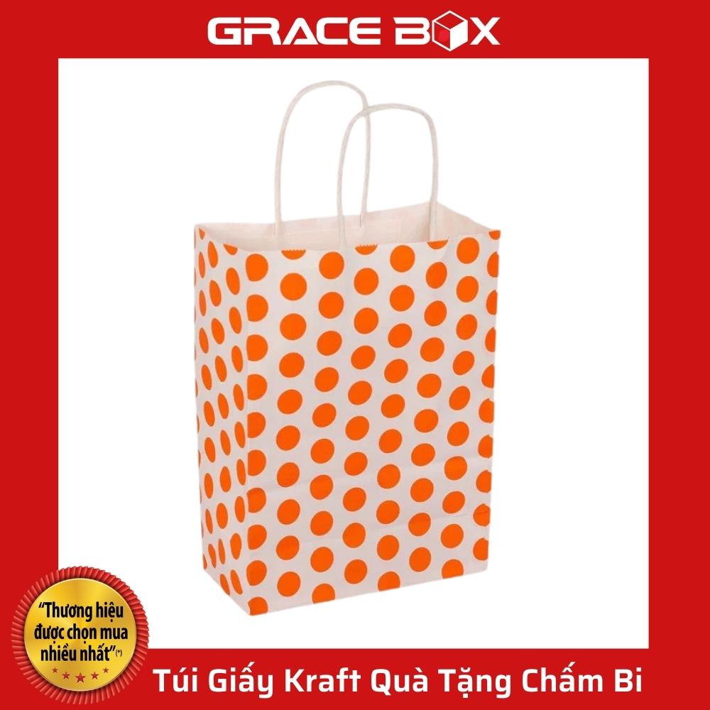 {Giá Sỉ} Túi Quà Tặng Giấy Kraft Chấm Bi Xinh Xắn - Siêu Thị Bao Bì Grace Box