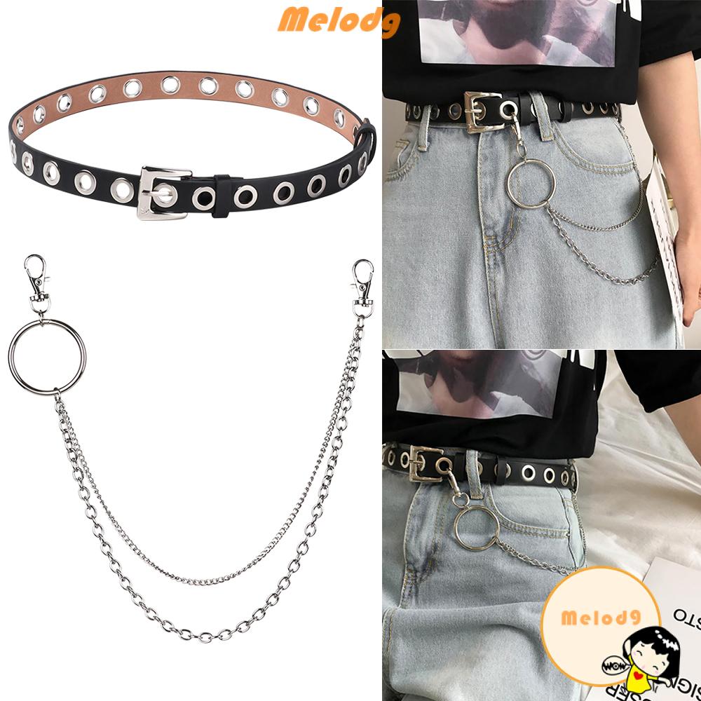 💍MELODG💍 New Punk Belt Metal Hip Hop Waist Chain Rock Tassel Fashion Body Jewelry Adjustable PU Leather