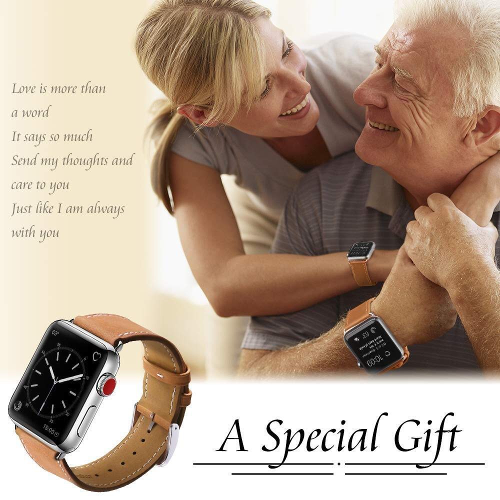 Dây đeo bằng da thích hợp cho đồng hồ thông minh Apple Watch Series 6 5 4 3 2 1 Se 38mm 40mm 42mm 44mm kèm vỏ silicon