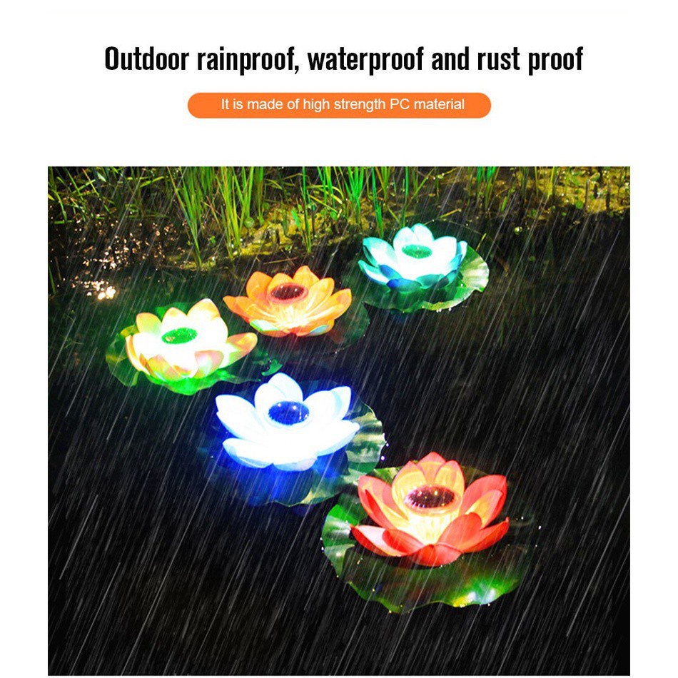 Đèn LED Năng Lượng Mặt Trời Hình Hoa Sen Trang Trí Hồ Bơi