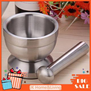 Cối và chày chất liệu inox dùng giã tỏi/hành tiện dụng