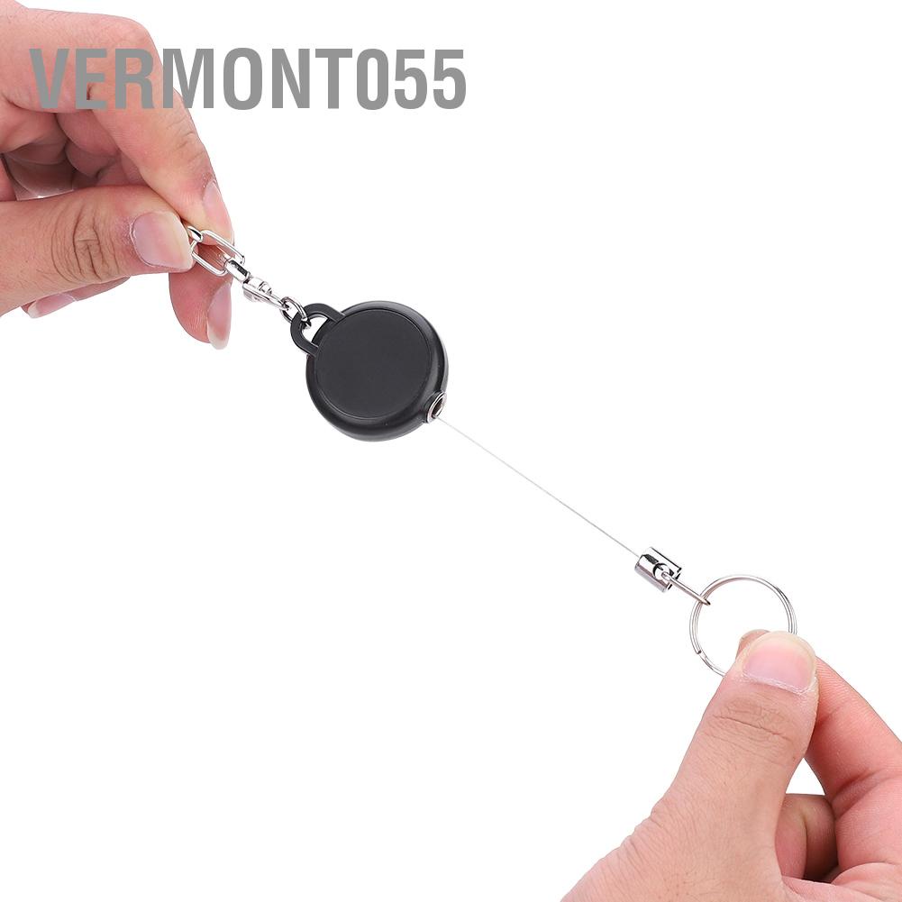 Vermont055 60cm Stainless Steel Wire Rope Retractable Key Chain Stretching Clasp Anti Lose Keyring