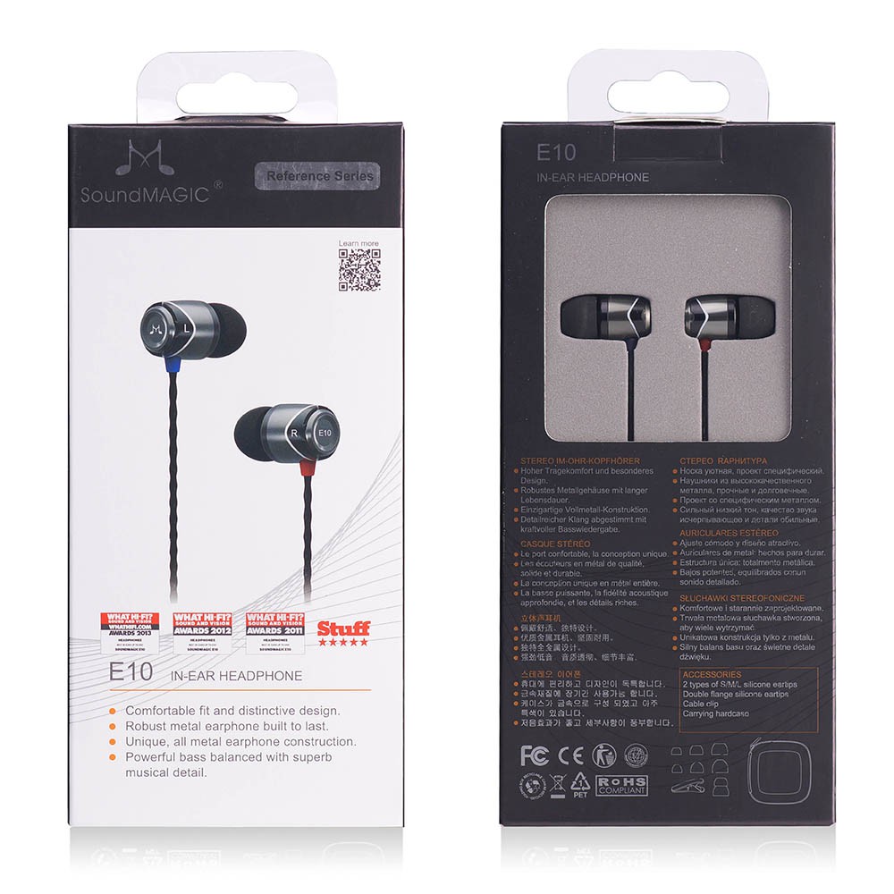 SoundMAGIC E10 original headset Stereo In-Ear 3.5mm Music Earphone without Microphone - Black/Silver