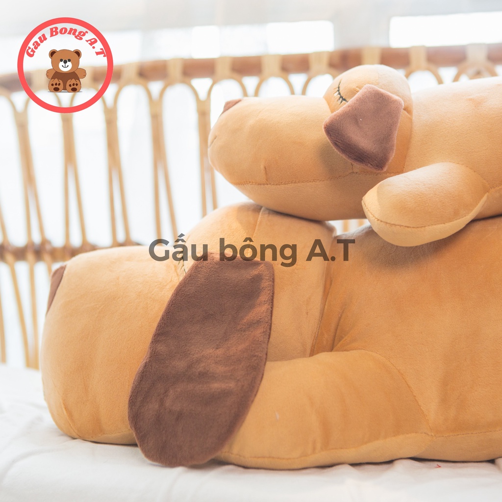 Gấu Bông Chó Mũi Tim, Chó Nhồi Bông nằm dài ngủ, Gối Ôm Chó size 45cm-1m1