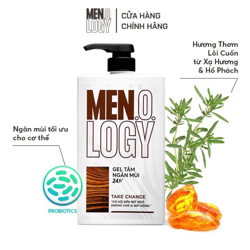 Combo Gel Tắm MEN.O.LOGY Ngăn Mùi 24h Take Chance 630ml + Bọt Rửa Mặt &amp; Cạo Râu MEN.O.LOGY Take Chance 100ml