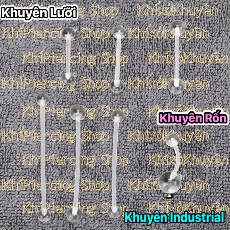 Khuyên Nhựa Trong Suốt các vị trí ( Giá bán là 1 cái ) Khuyên Lưỡi - Khuyên Rốn