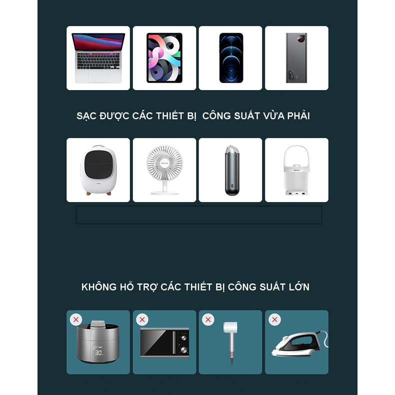 Ổ cắm điện đa năng Baseus chính hãng 150W-12V to 220V vs nhiêu chức năng chuyên dùng cho oto