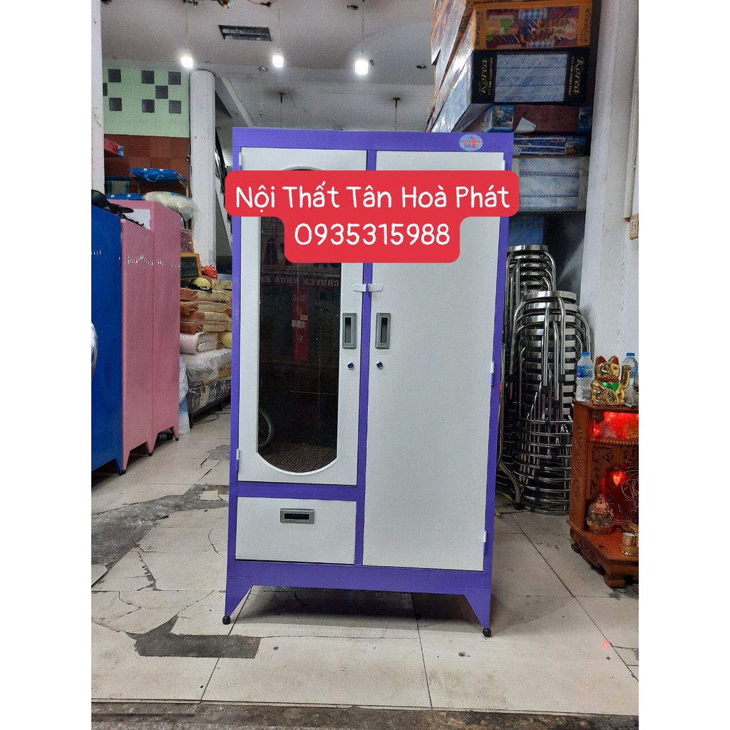 Tủ sắt sơn tĩnh điện Tân Hòa Phát màu tím 1m6x90cm