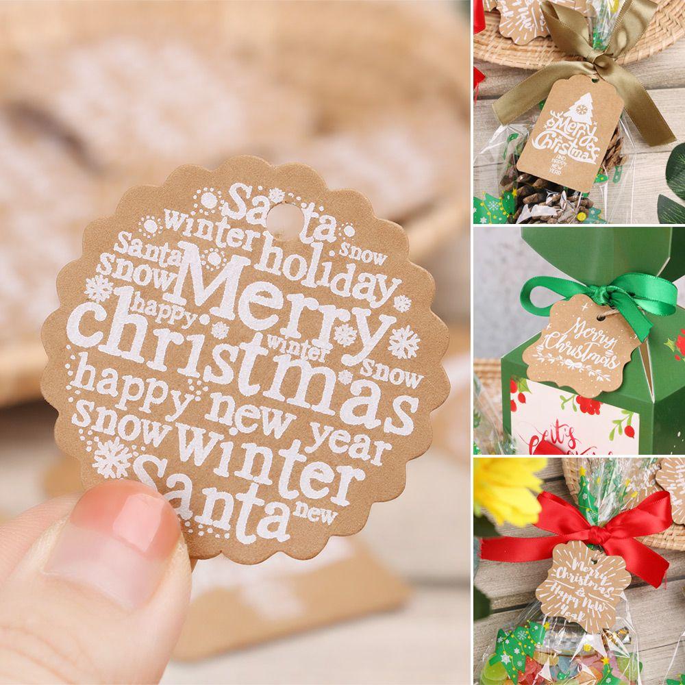 Set 25 Thẻ Giấy Nâu + 5m Dây Treo Trang Trí Quà Giáng Sinh