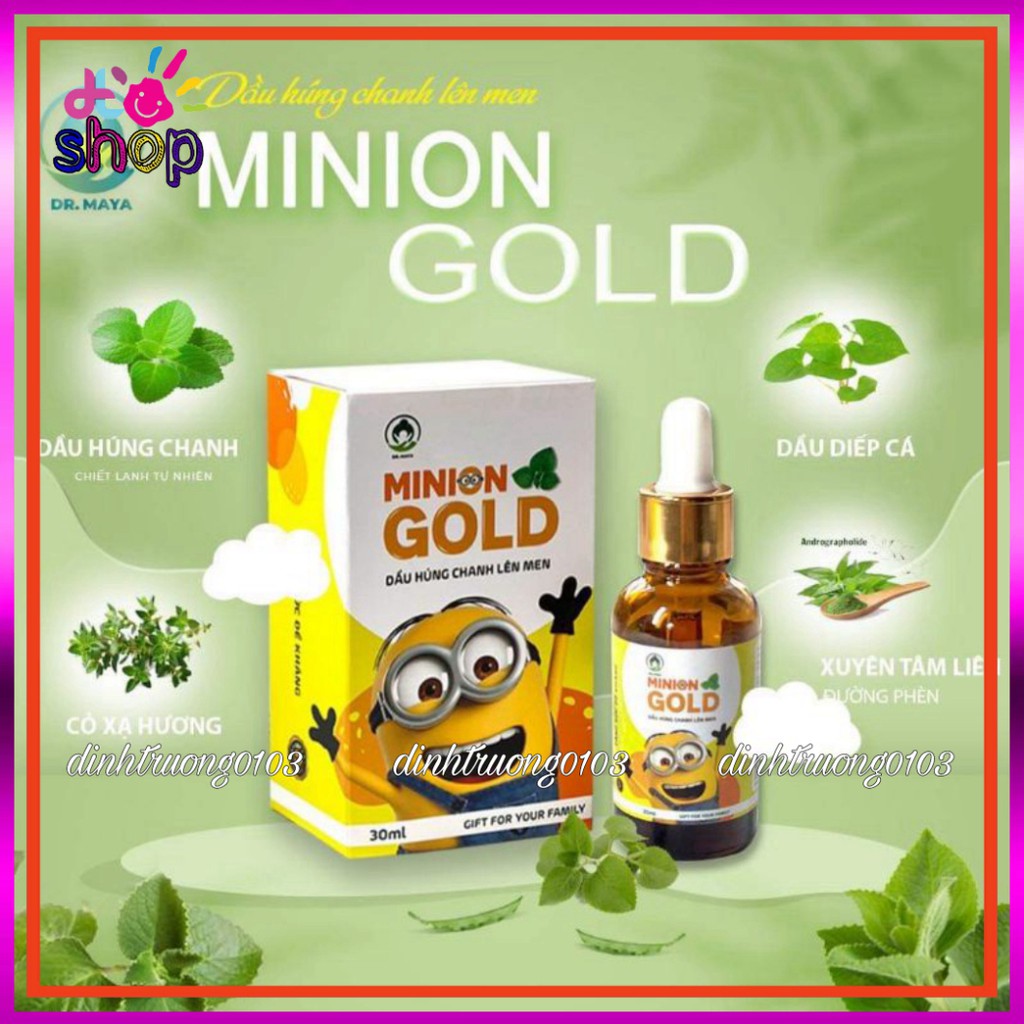 Dầu Húng Chanh Lên Men 30ml -Dầu húng chanh Minion Gold 30ml tặng ô tô cho bé