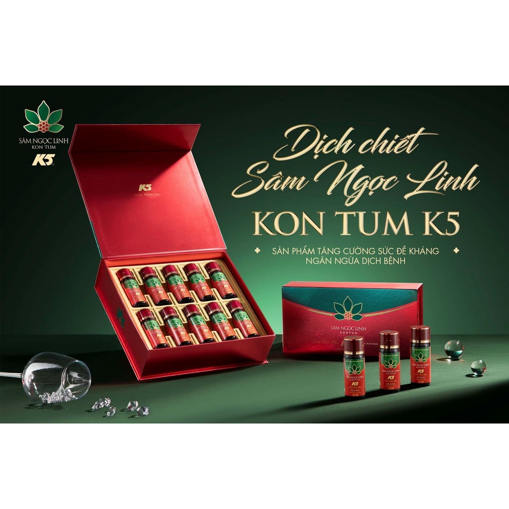Dịch chiết sâm ngọc linh - K5 (hộp 10 lọ, 50ml/lọ)
