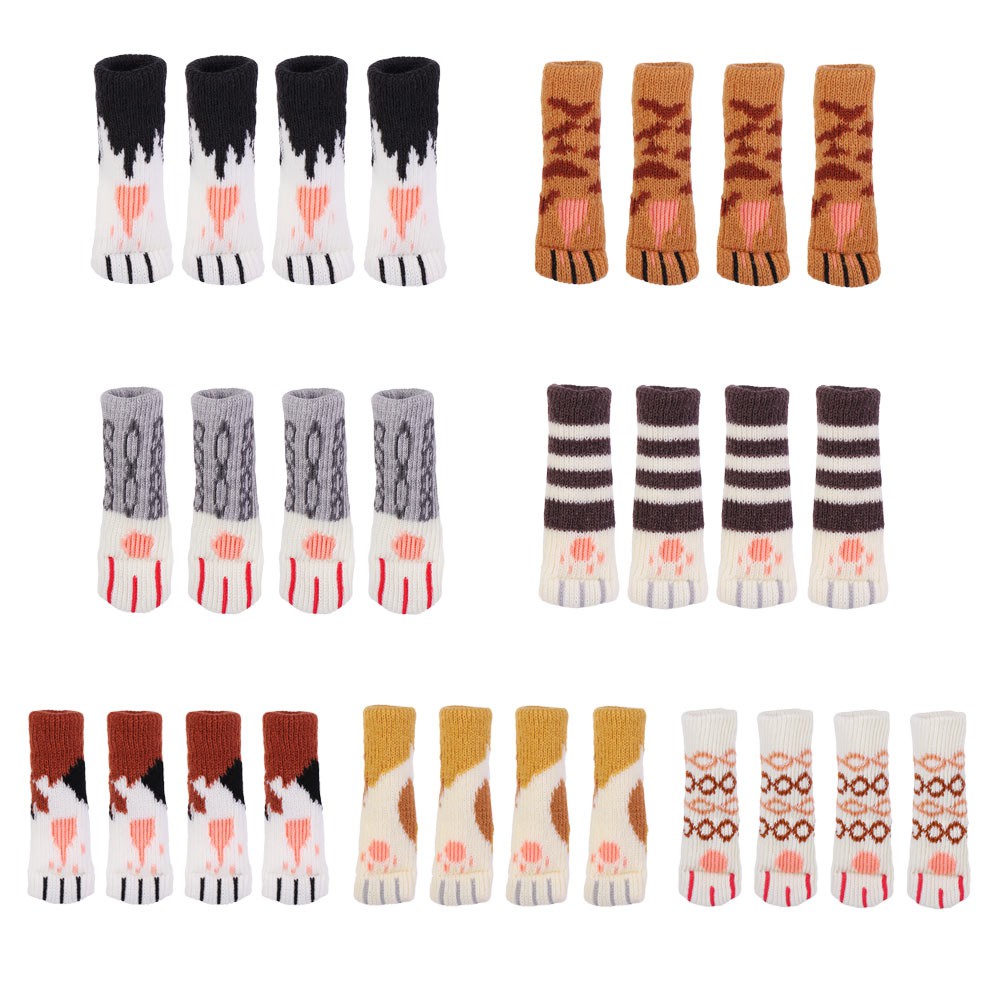 Set 4 miếng bọc chân ghế chống trượt họa tiết chân mèo dễ thương