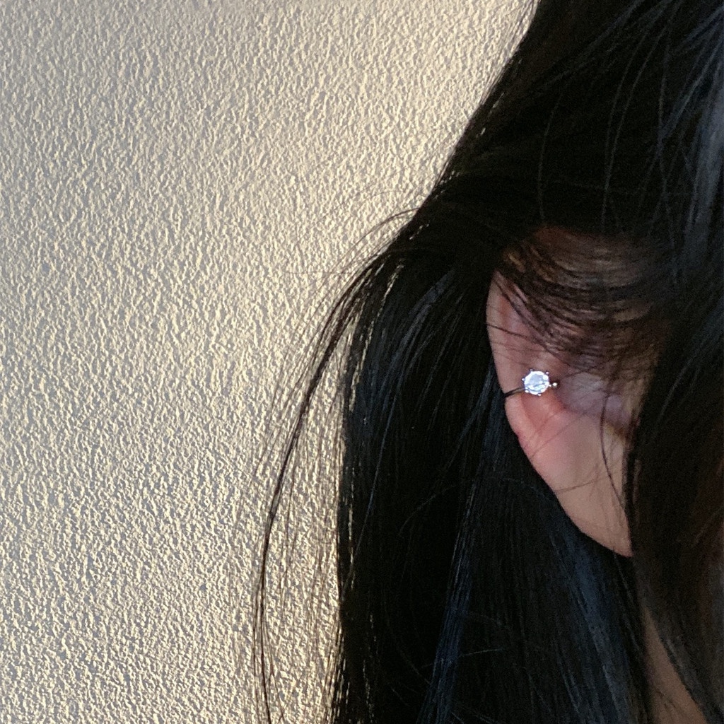 Khuyên kẹp vành tai đính kim cương nhân tạo phong cách Harajuku sành điệu cho nữ