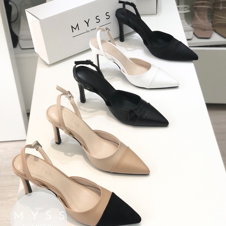 Giày nữ mũi nhọn vá mũi 7cm quai sau gót  thời trang MYSS - CG195