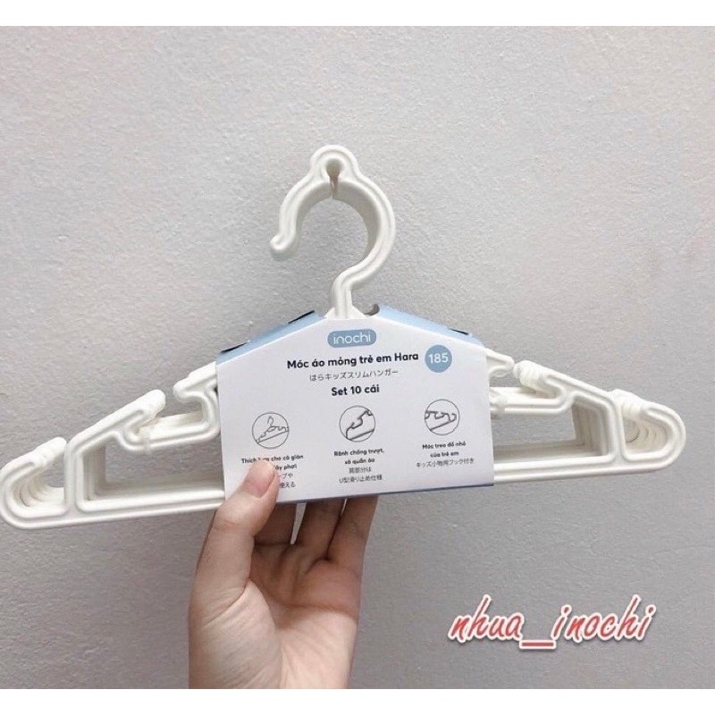 [Siêu Sale] Móc quần áo trẻ em set 10 Chiếc, móc treo đồ em bé Hara 185 INOCHI Cao Cấp
