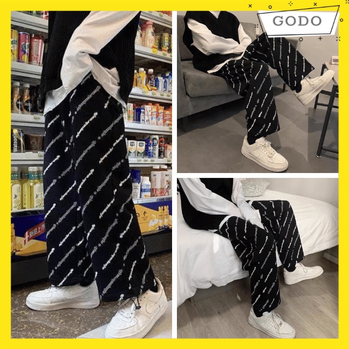 Quần jogger nữ/Quần thun chữ chéo ống rộng mặc được 2 kiểu form rộng unisex phong cách ulzzang RÔ STORE QD40