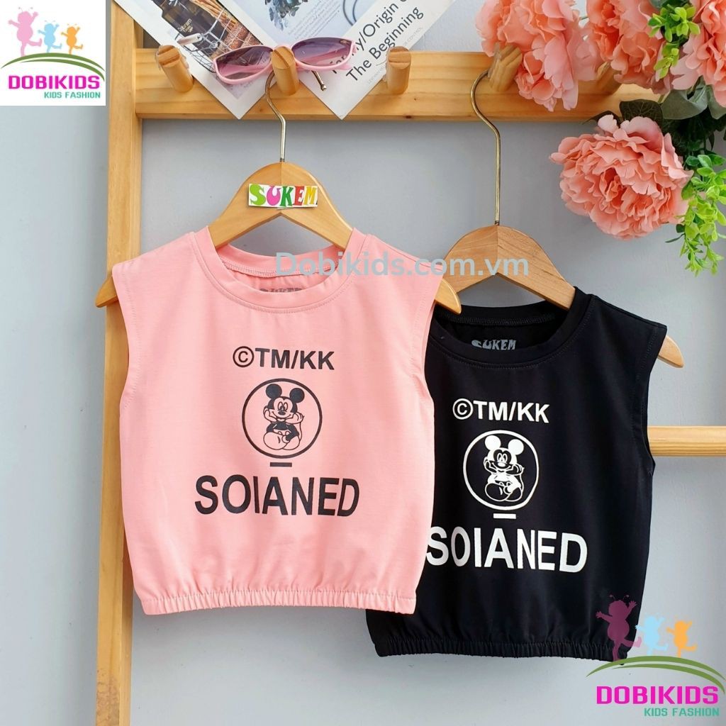 [10-35kg] Áo sát nách bé gái thun cotton SG loại 1 mềm mát chuẩn đẹp