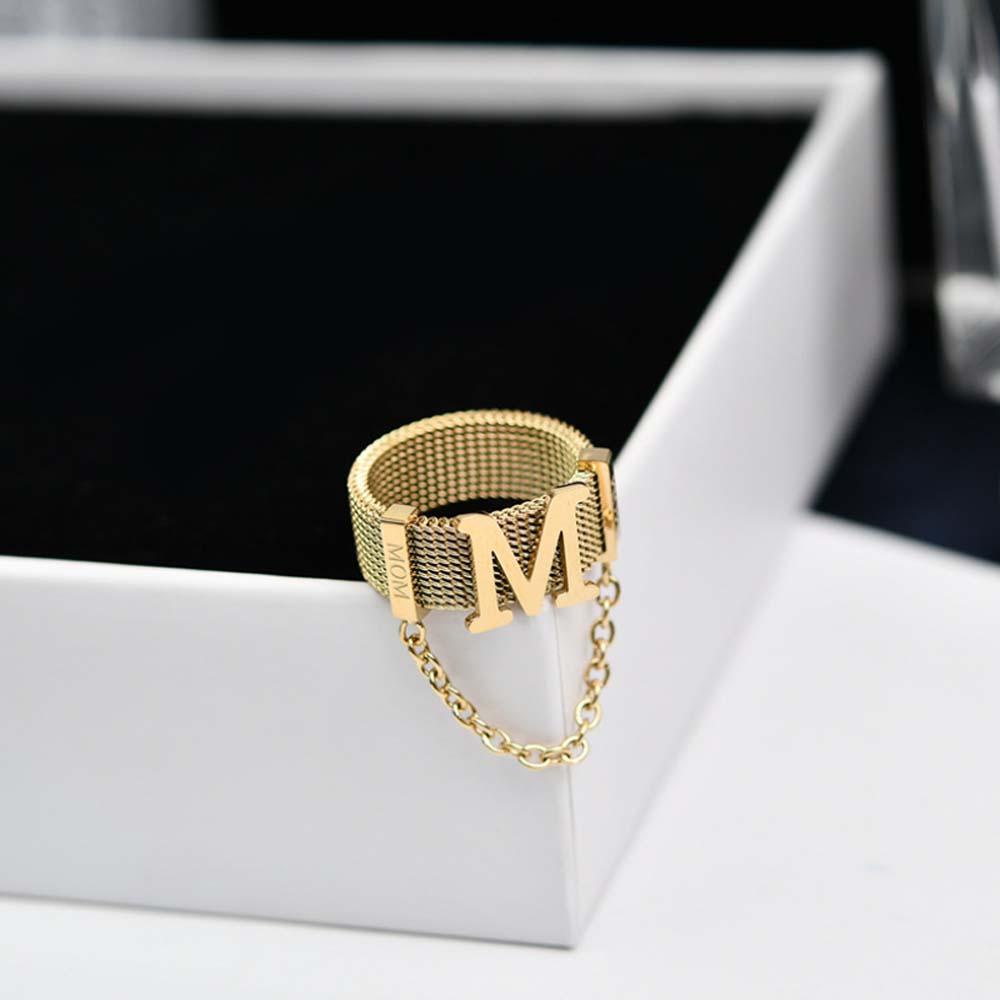 Nhẫn Thời Trang Hip Hop MoM In Chữ M Phong Cách Hàn Quốc Cho Nữ