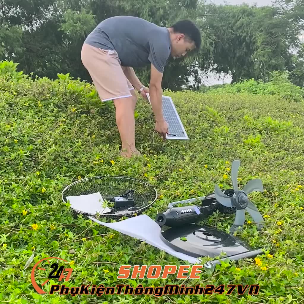 Quạt Năng Lượng Mặt Trời Kết Hợp Sạc Tích Điện Mẫu Mới 3 Cấp Độ Có Đèn Và Cổng Sạc Điện Thoại | BigBuy360 - bigbuy360.vn